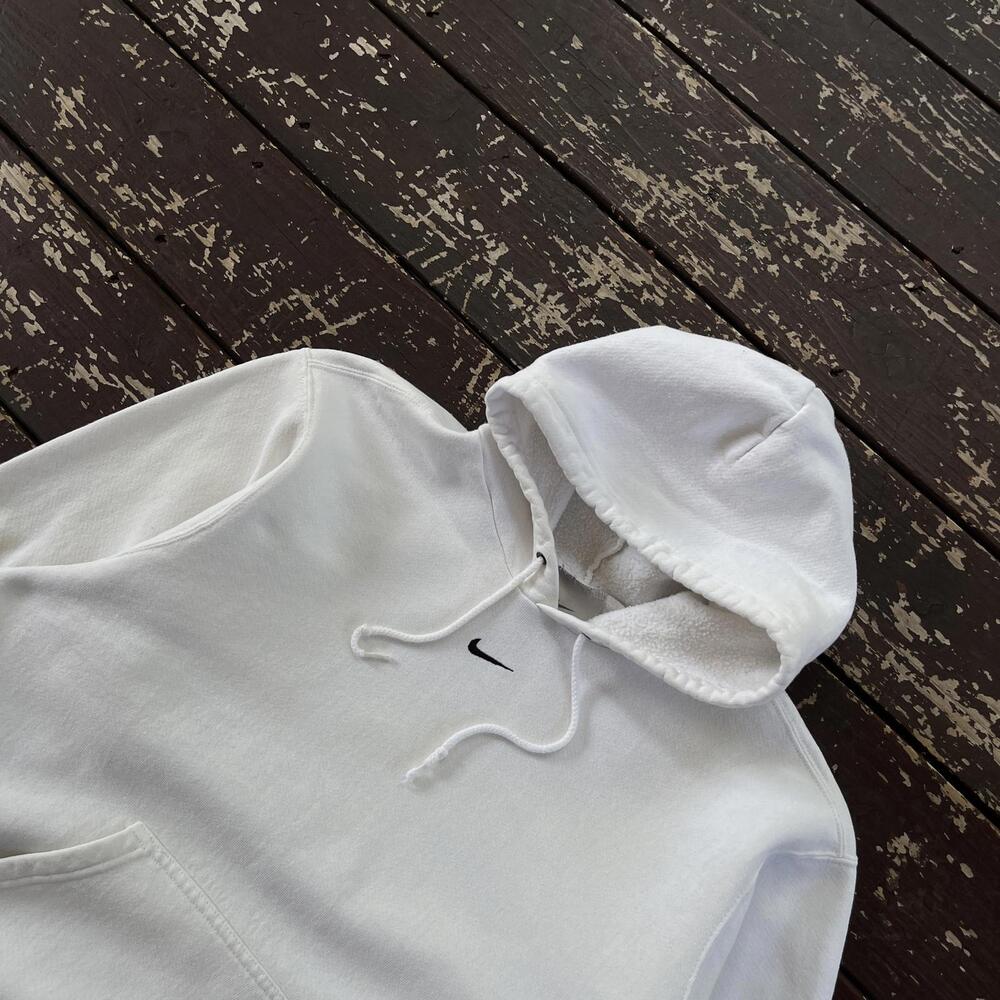 (M) Vintage 90s Y2K Nike Center Swoosh Hoodie White Black